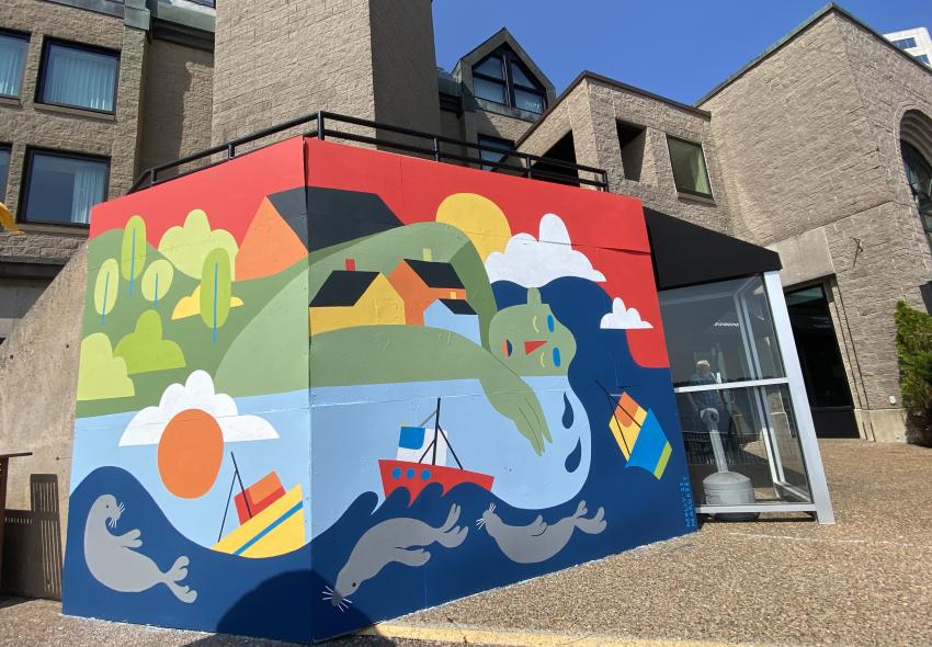 Mural by Molly Margaret (@mollymargaretart) at Halifax Marriott Harbourfront Hotel 