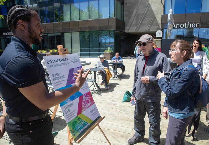 People vote for their favourite Transformative Move at the Downtown Halifax Vision 2030 launch event on June 5. 