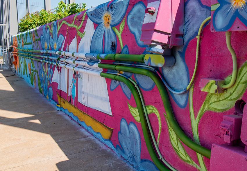 Funky Wall Mural by Anya Kaz, @anyakaz_art, Halifax Seaport