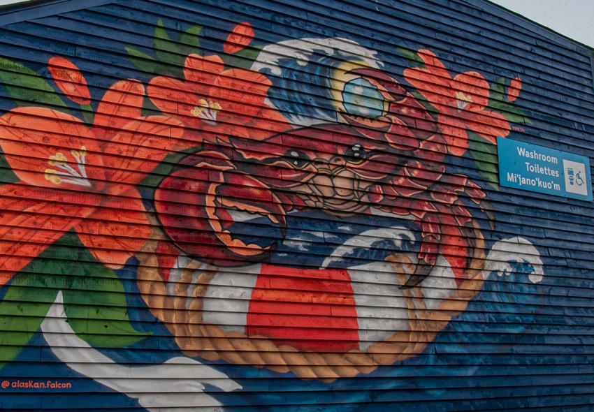 Mural by Max, @alaskan.falcon, Salt Yard on the Halifax Waterfront