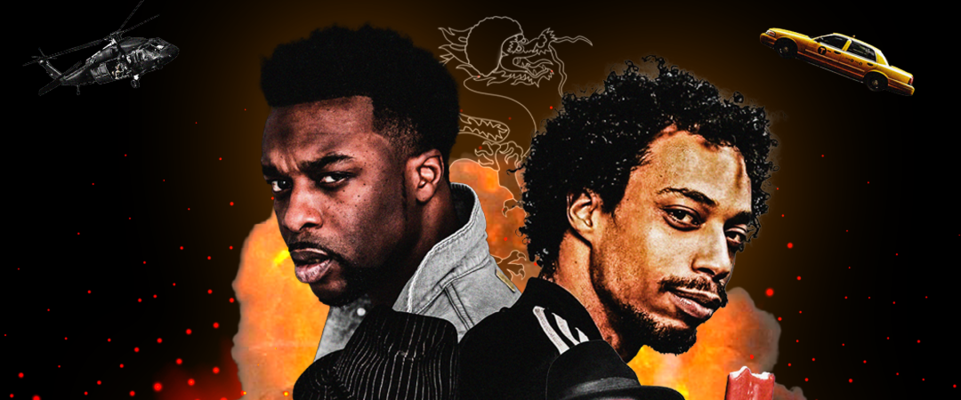 Underground Comedy Railroad poster with event info and photo of four Black comedians in the style of a 1970s movie poster.