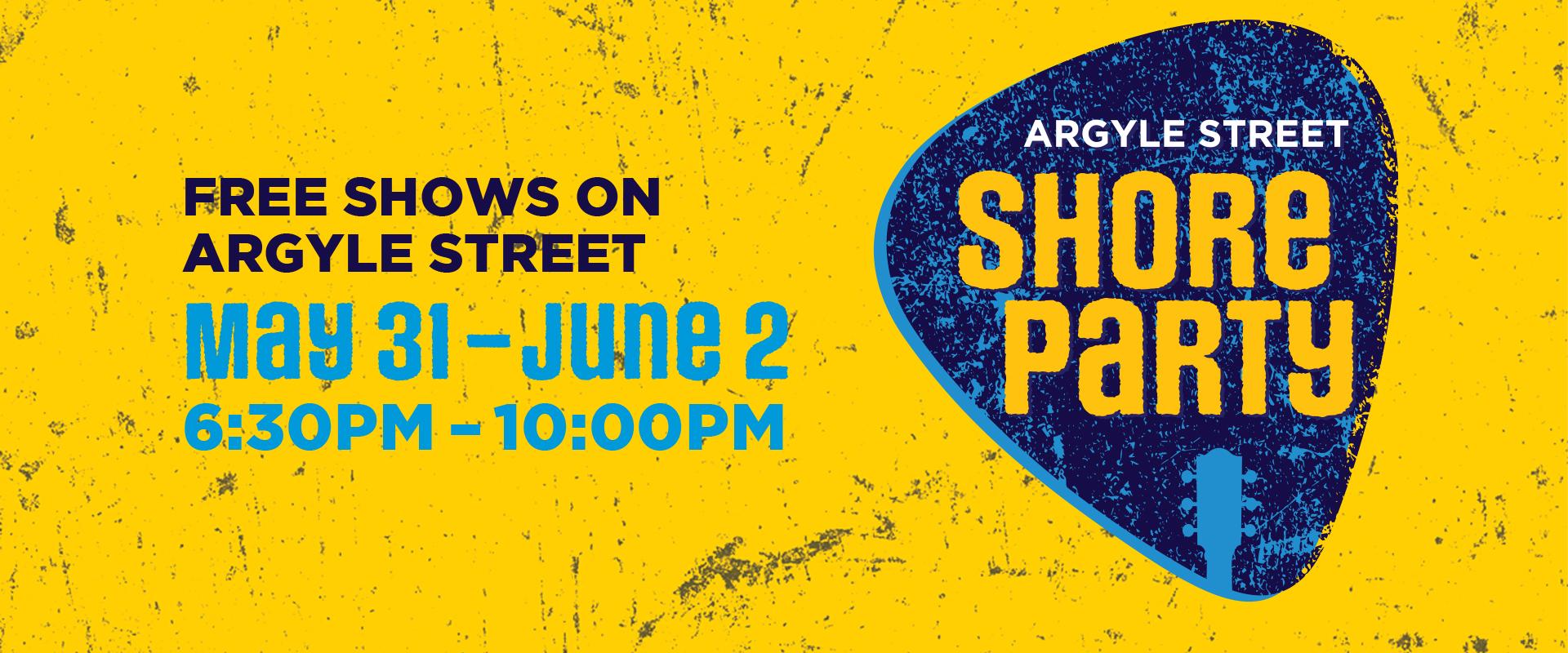 Argyle Street Shore party graphic, with event details