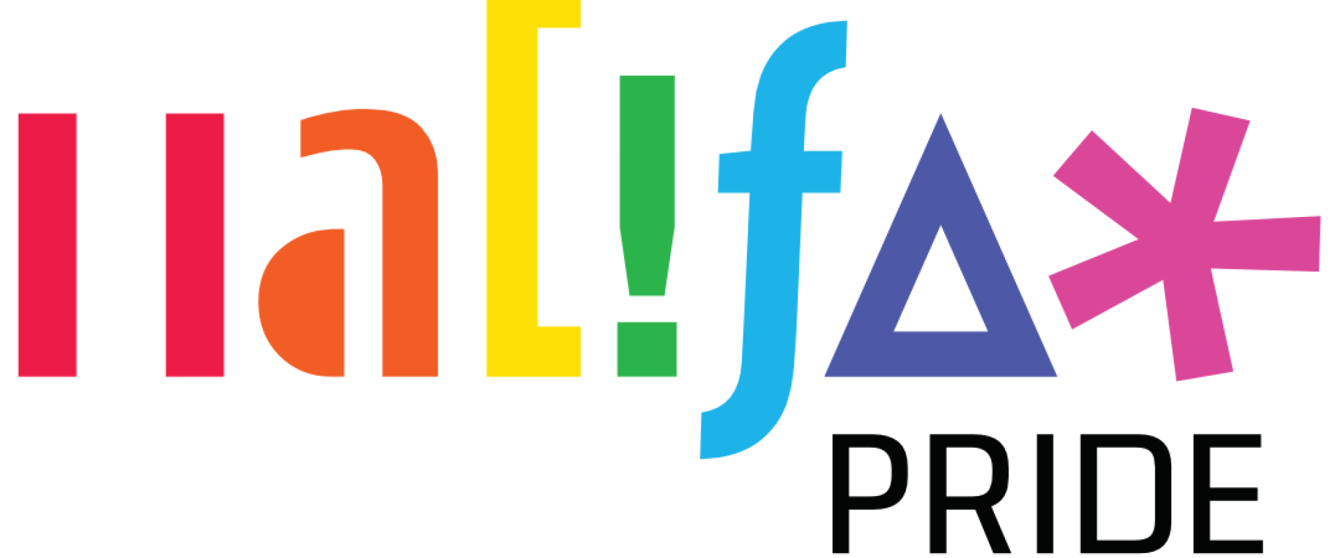 Halifax Pride logo with rainbow text