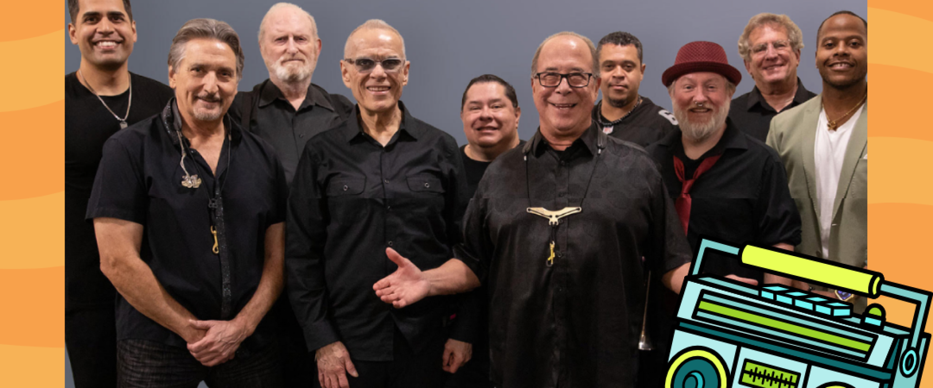 Photo of the band Tower of Power with the date July 8th indicating their performance at the 40th Anniversary of the Halifax Jazz Festival