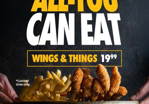 🍗 ALL-YOU-CAN-EAT WINGS & THINGS every Wednesday at The Roxbury for only $19.99!! Wings, chicken fingers, fried cauliflower, deep-fried pickles, tempura shrimp AND fries! 🍤🍟 Come hungry and see how many rounds you can handle! 😋 🍹 Dine-in only | Purchase of a drink required ⏰ Limited time only