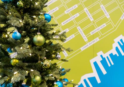 Christmas Tree with Downtown Halifax Map background