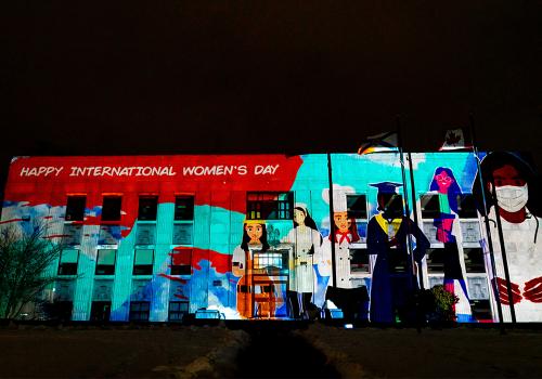 DELIGHTFUL DOWNTOWN International Women's Day Show light projection show