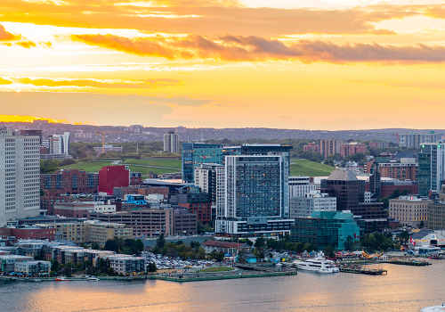Downtown Halifax Skyline with a golden sunset