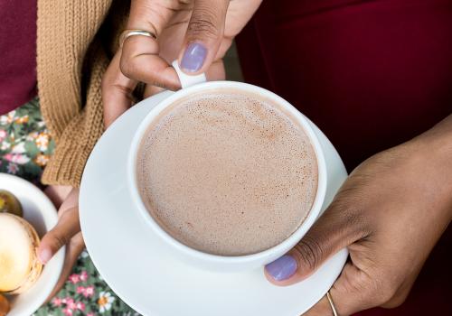 A delicious mug of hot chocolate from Rousseau Chocolatier in Downtown Halifax. 