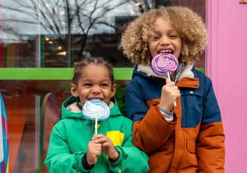 Two children enjoying a sweet treat from Freak Lunchbox in Downtown Halifax. 