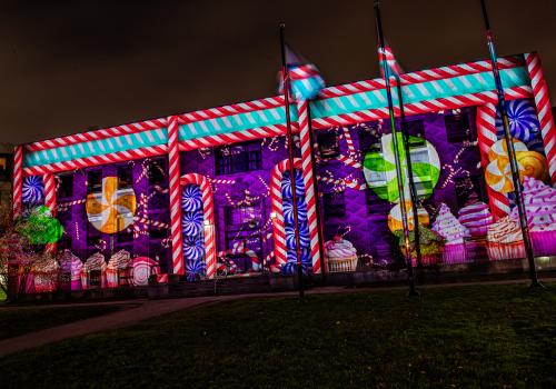 Delightful Downtown holiday light projection show on the  former Halifax Memorial Library. 