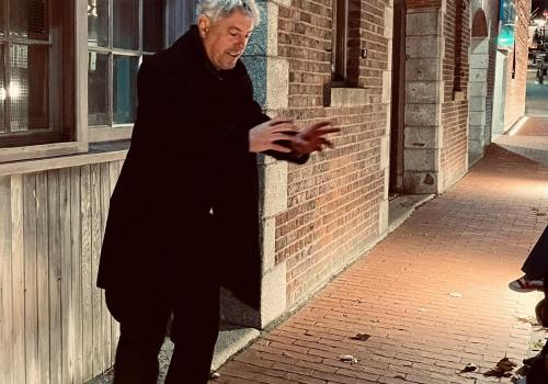 Our storyteller, Dusty Keleher, seen in action telling tales about forerunners and many other stoires collected from the folklore of Nova Scotia.