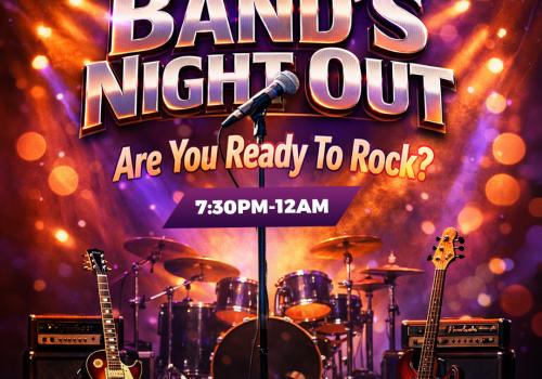 🎸 BAND’S NIGHT OUT at Rox Live! 🎸 The next one is Thursday, June 4th — come hang, jam, connect, and rock out with other musicians on the Crown Royal Stage. Hosted by Sean ⏰ 7:30PM–12AM 🍹 $3.50 drinks 🍺 $1.25 beers 🍻 $24.00 beer towers 🍕 $1 pizza slices 🍔 $7.00 food menu Are you ready to rock?