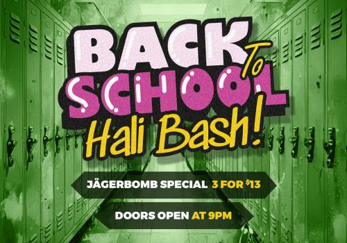 📚🎉 BACK TO SCHOOL HALI BASH! 🎉📚 Thursday, Jan 29 at The Roxbury Urban Dive Bar 🔥 Jägerbombs 3 for $13 🎁 Mini fridge + survival baskets + gift cards 🕘 Doors open at 9PM Class is officially in session 😈
