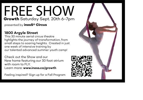 Growth - presented by young aerialist of inesS Circus downtown halifax