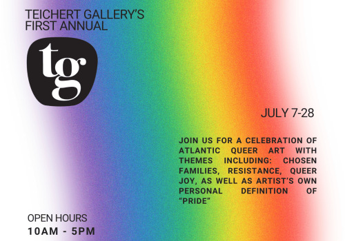 Fuzzy rainbow background with black, all-caps text that reads "Pride Show"