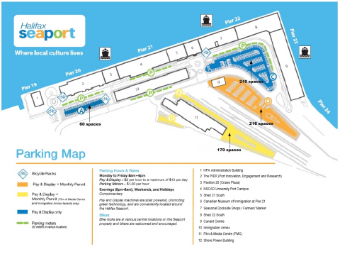 Illustrated parking map at Halifax Seaport